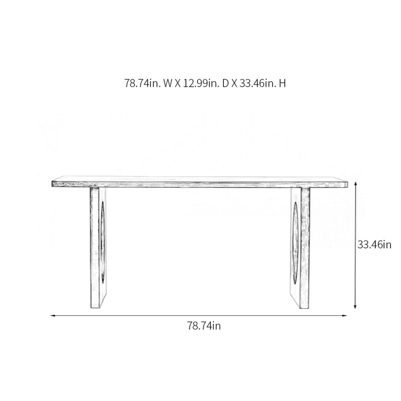 Console rétro minimaliste, H 33,46 po x l 78,74 po x P 12,99 po
