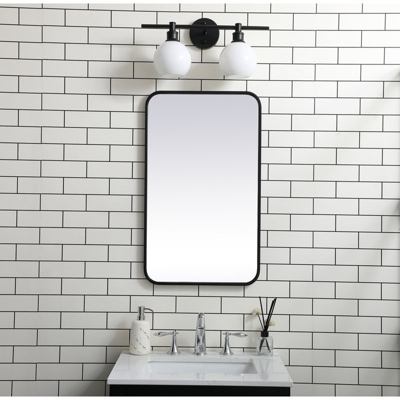 Miroir mural Sabine, Noir, 30 po x 18 po