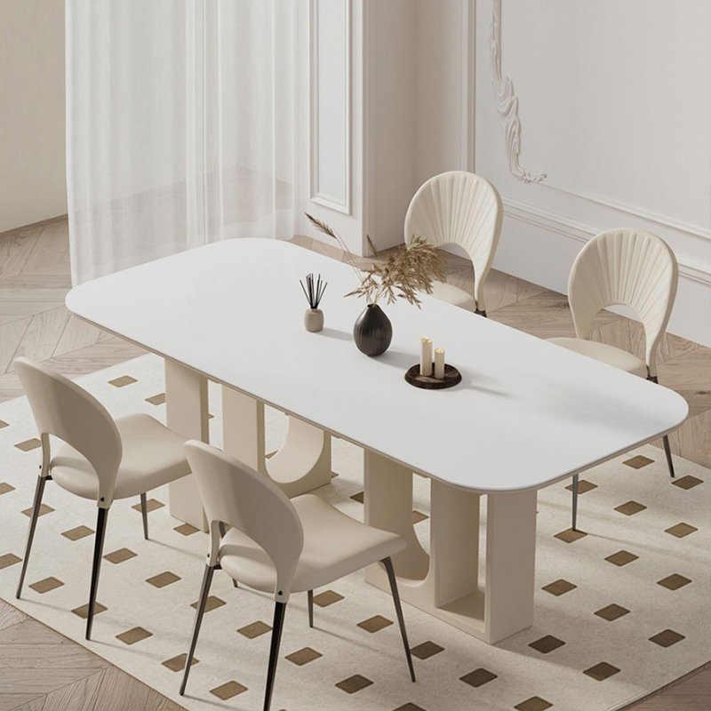 Ensemble de table de salle à manger rectangulaire en pierre frittée pour 4 personnes, 55.12