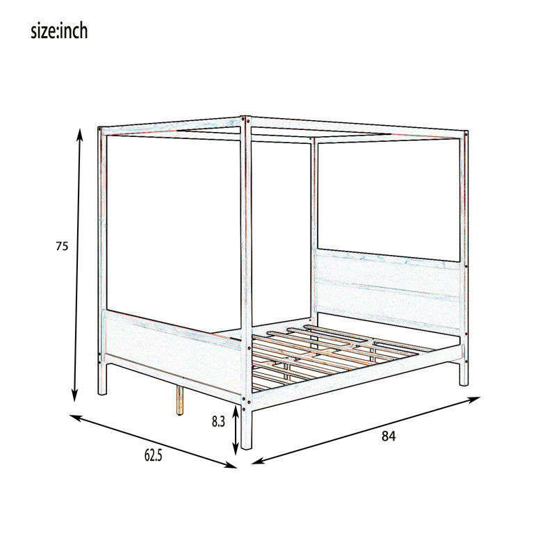 Grand lit plateforme 75 po Sasja, Blanc