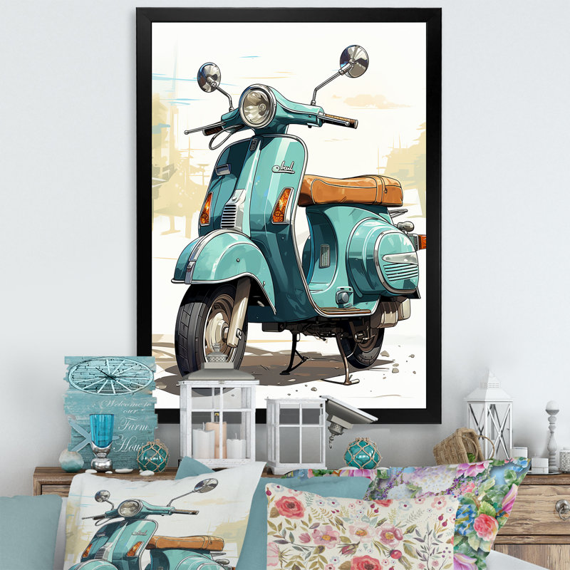 Calita Scooter Retro Rider II - Imprimé, Cadre photo noir, H 20 po x l 12 po x P 1 po