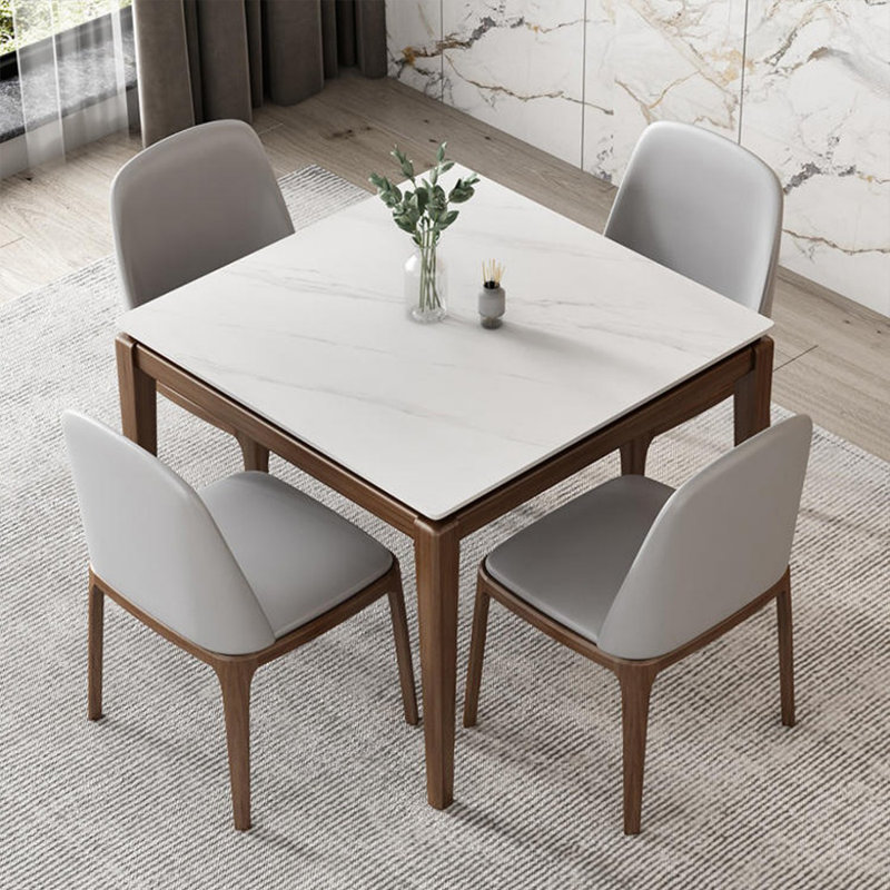 Table de salle à manger en bois massif blanc et brun caramel, H 29,53 po x L 31,5 po x l 31,5 po