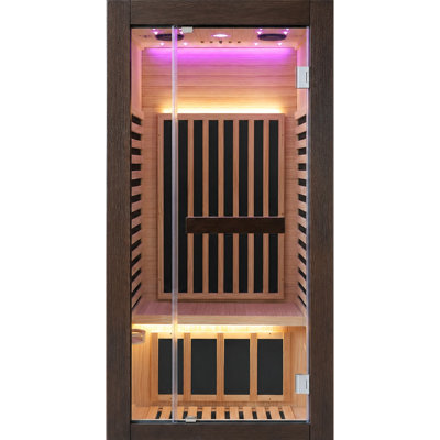 Chilean Pine Wood 1-Person Far Infrared Sauna – 1520W 120V Indoor Dry Sauna with Starry Sky Lights, Ergonomic Backrest, Bluetooth Speakers & Oxygen Ba