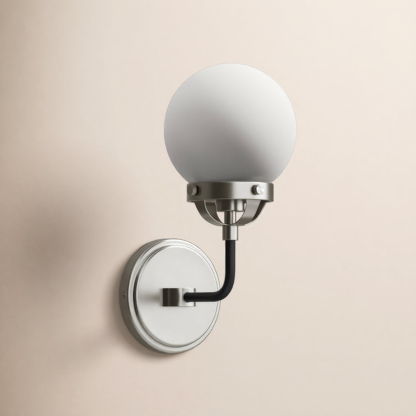 Newport Single Light Armed Sconce, Brushed Nickel, No 