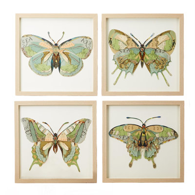 Papillion, ensemble de 4 papillons décoratifs faits à la main