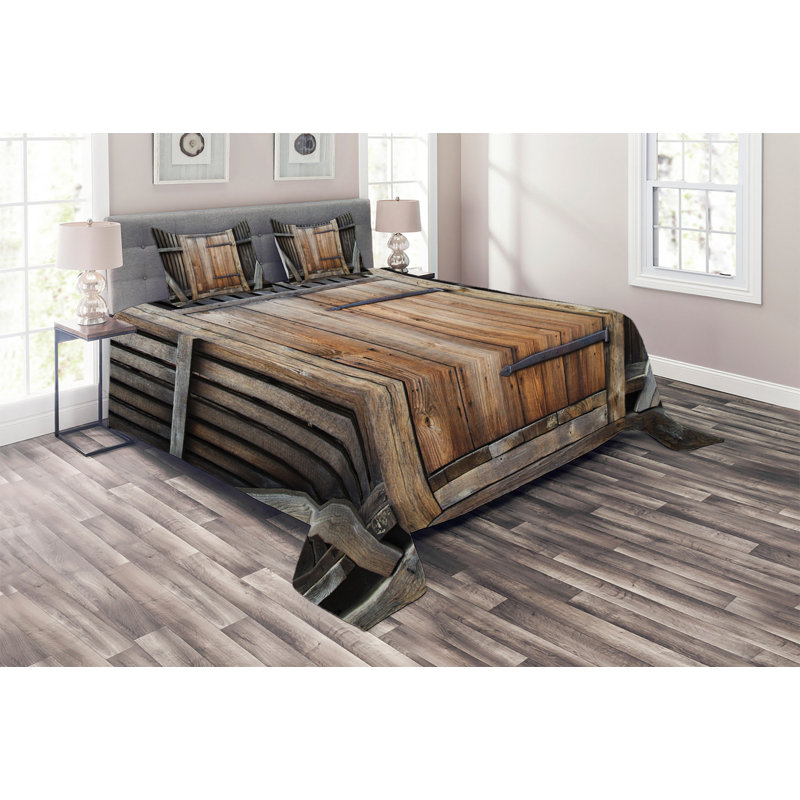 Rustic Polyester Coverlet, King Bedspread + 2 Shams
