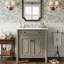 Meuble-lavabo 30 po avec lavabo intégré en céramique, armoire en bois massif et tablette réglable (gris antique)