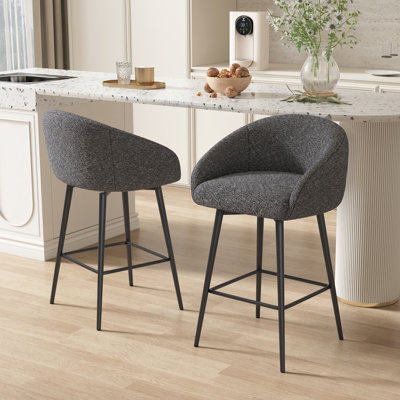 Modern Counter Height Bar Stools Chairs Set Of 2, 360 Free Swivel Barstools For Kitchen Counter, Upholstered Counter Stools With Backs, Kitchen Island Stool