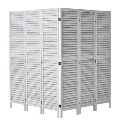 Wood Room Divider, 6 Panel Wood Folding Privacy Screen, 66.9 Inches Tall Indoor Louvered Partition Divider by Ebern Designs