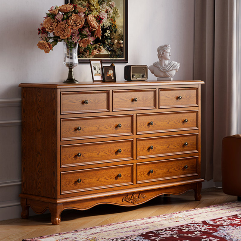 American Decorative Cabinet Storage Cabinet 59.06'' W 9 - Drawer Dresser, Brown