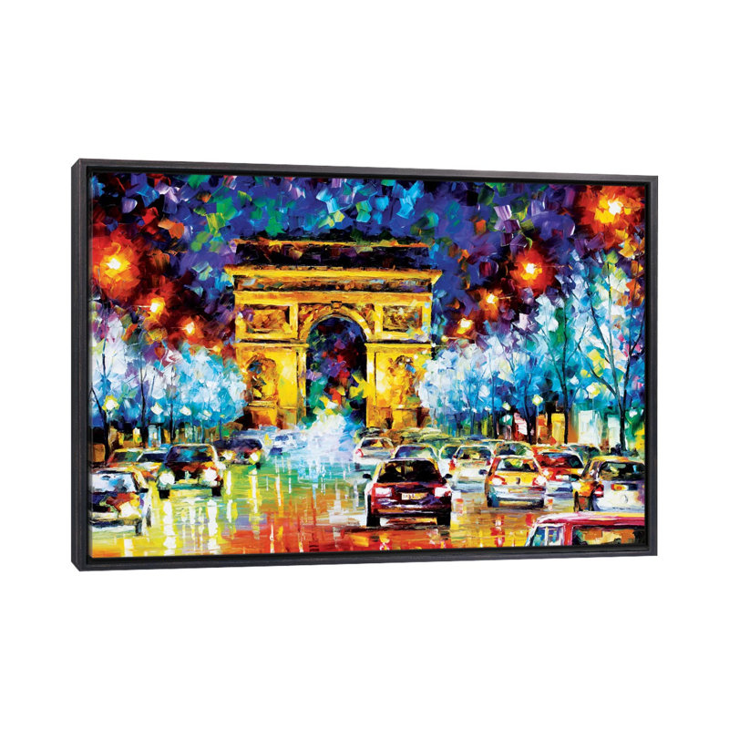«Paris Flight» par Leonid Afremov - impression d'art graphique, H 26 po x l 40 po x 1,5 po, Toile avec cadre noir patiné