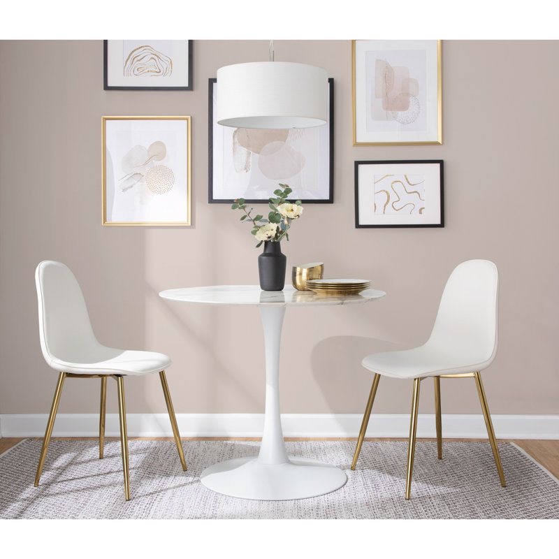 Table moderne, Blanc, Blanc / Gris