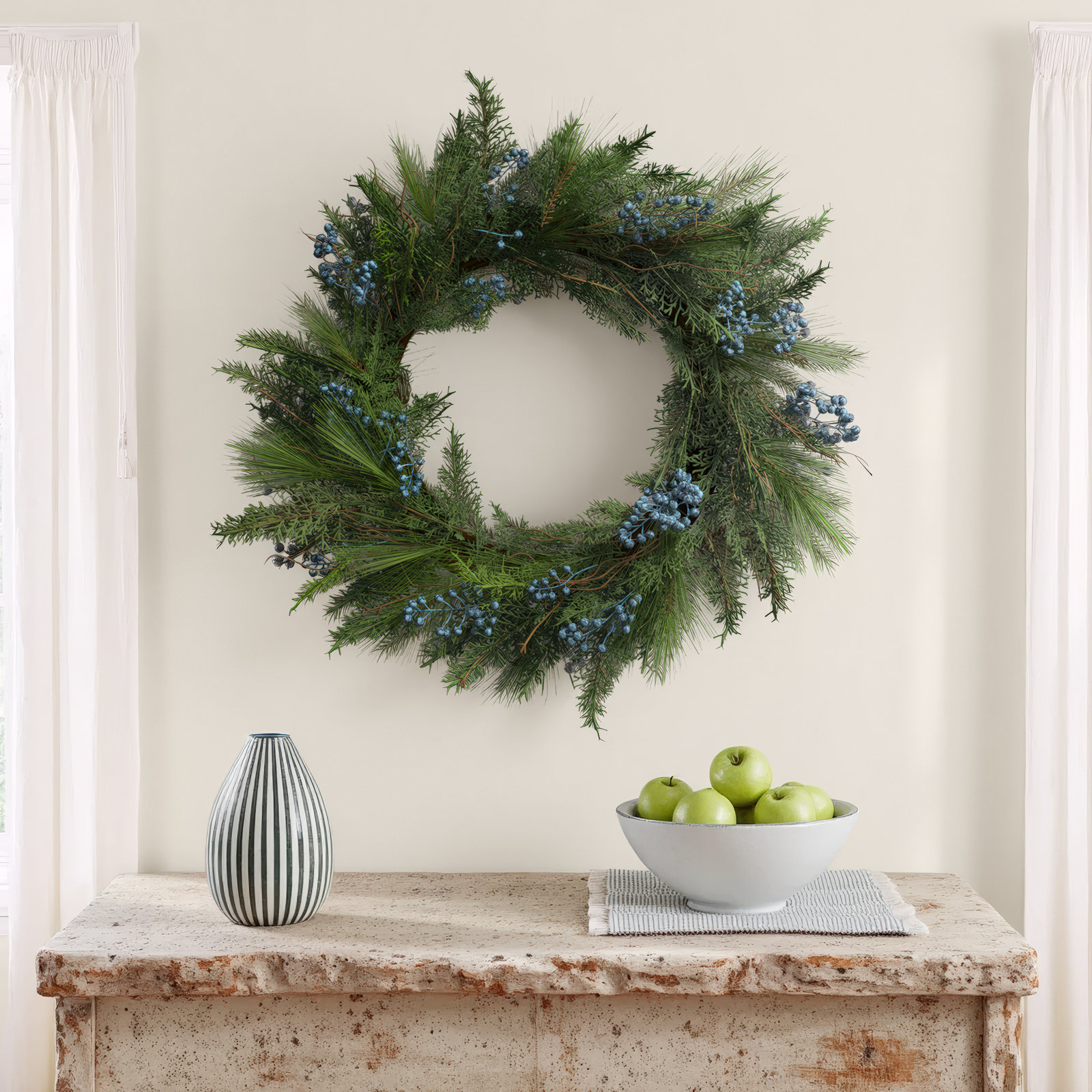 22'' Faux Juniper Wreath