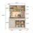 47.24" Cream Tall Sideboard, Stone Top Cabinet with Lights & Glass Doors, Multi-purpose Tea & Wine Storage Cabinet for Kitchen