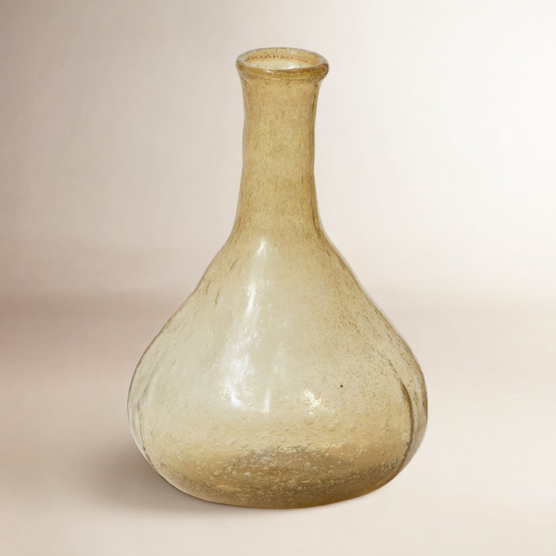 Handmade Glass Table Vase, 5" H x 3.5" W x 3.5" D, Gray