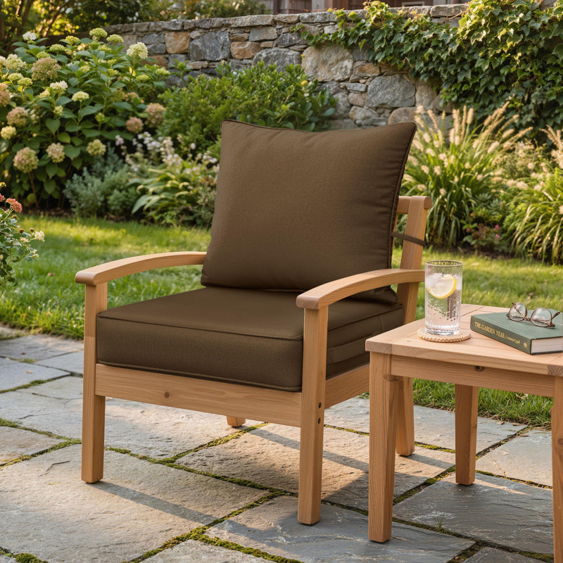 Ensemble de coussins de siège d'extérieur Wynee, 4", Brun, 19" W x 19" D