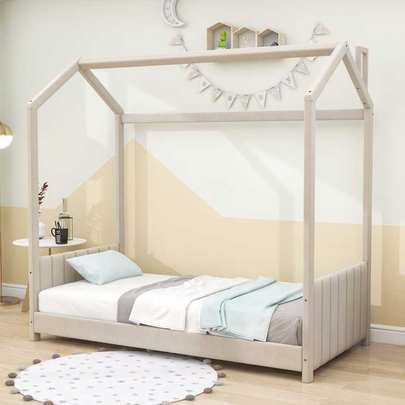 Afrah House Bed by Isabelle & Max, Beige, Twin