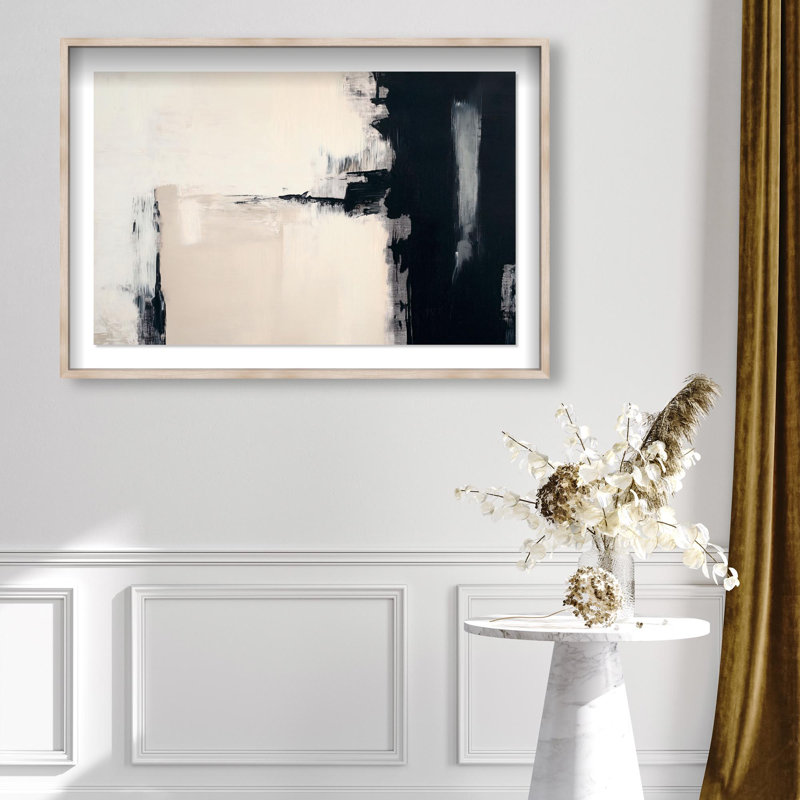 Oliver Gal Classic Contrast Abstract - Luxury Shadowbox Framed Wall Art, 32" H x 47" W, Cream