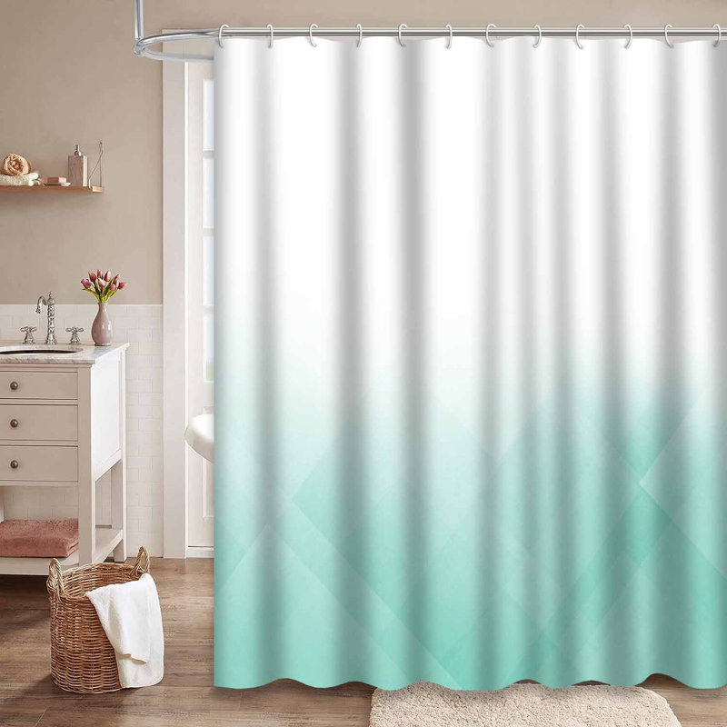 Rideau de douche abstrait bleu vert blanc bleu sarcelle avec 12 crochets, L 72 po x l 84 po