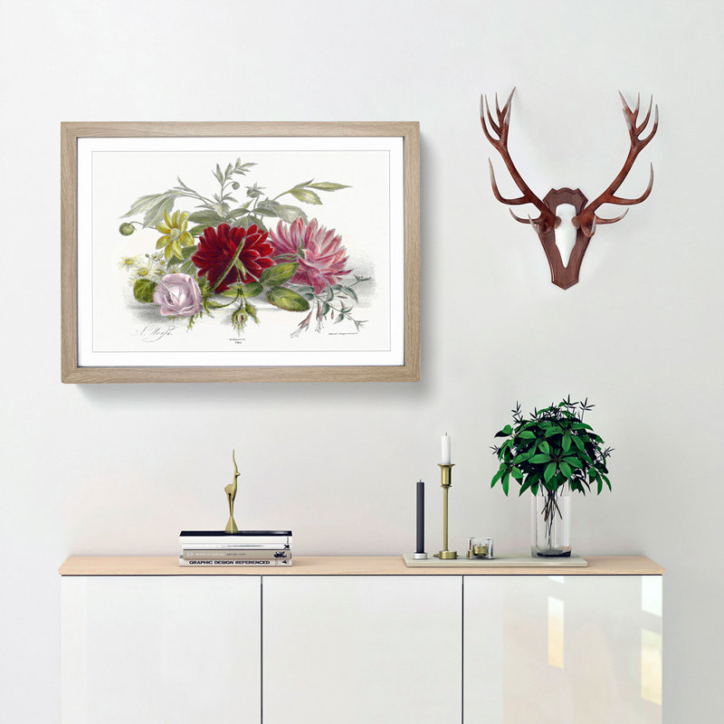 Still Life of Flowers - Picture Frame Art Print, Oak Framed, 48cm H x 65cm W x 2cm D