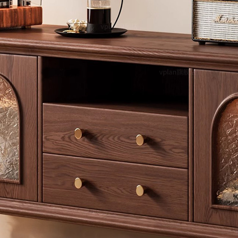 Meuble télé en bois massif brun noisette, H 22,83 po x l 70,87 po x P 15,75 po
