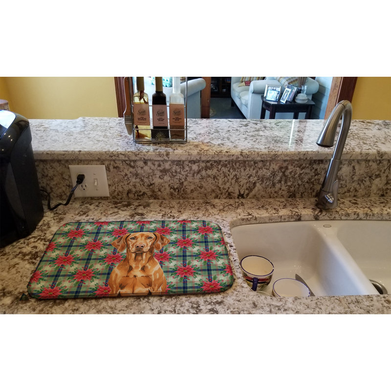 Tapis de vaisselle Vizsla Christmas PoinsettIas