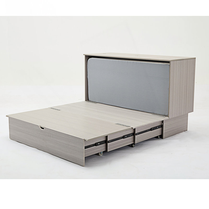 Lit armoire avec rangement, grand lit, lit escamotable pliant peu encombrant, gris