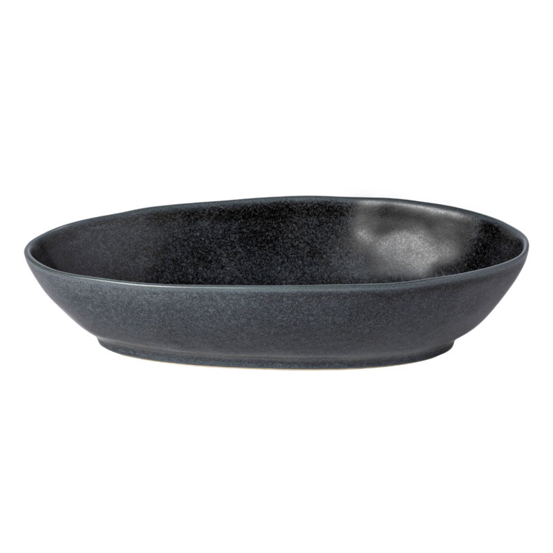 Costa Nova Livia Oval Stoneware Baker Bakeware, Matte Black