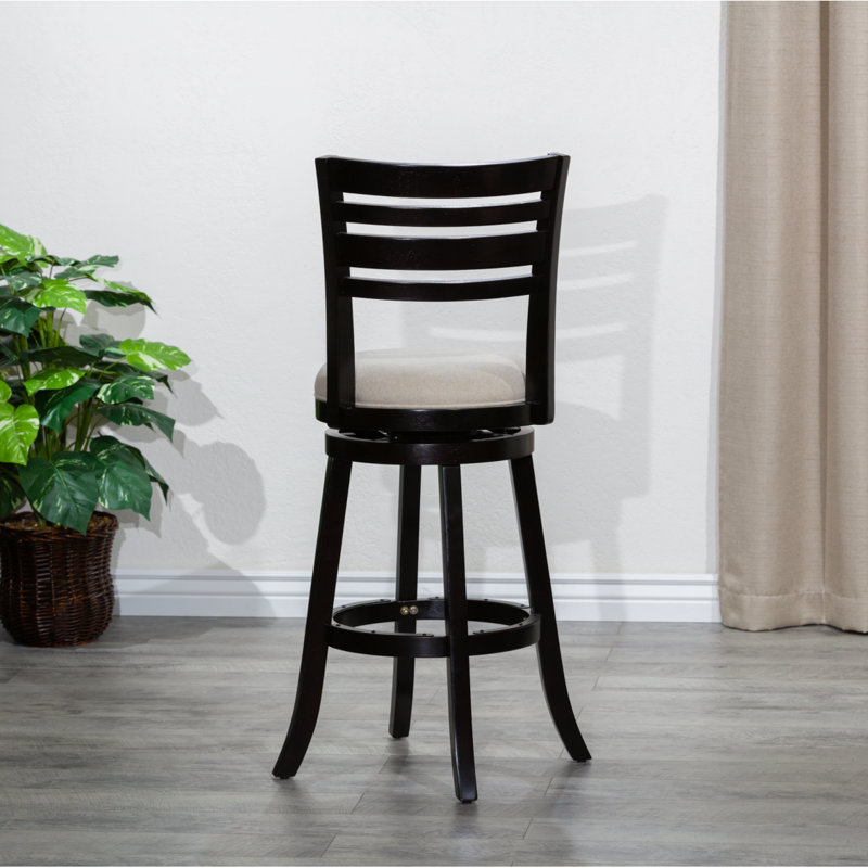 Nichoas Swivel Upholstered Counter Stool, Espresso, Bar Stool (30.1" Seat Height), White