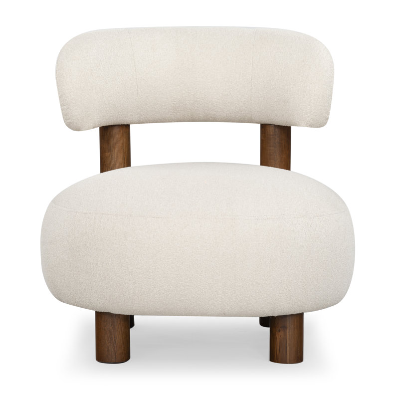Iyali 29'' Wide Armless Accent Chair, Tan Bouncle, Walnut