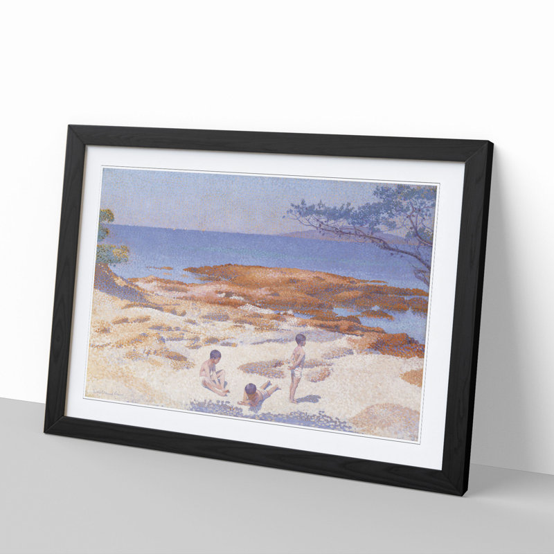 Beach at Cabasson by Henri-Edmond Cross - Picture Frame Painting, 27cm H x 36cm W x 2cm D, Black Framed