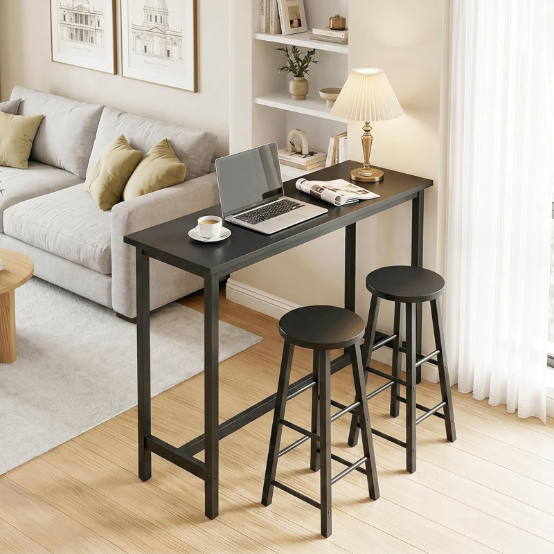 Dequinton Rectangular 120cm L x cm W Dining Table, Black, Black, H100  x L120 x W40cm