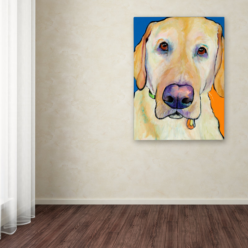 Yellow Lab Dog Canvas Wall Art in Blue and Orange