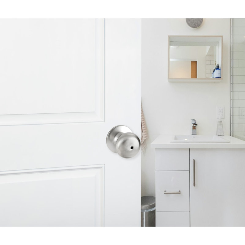 Saxon Satin Nickel Flat Ball Privacy Door Knob Set