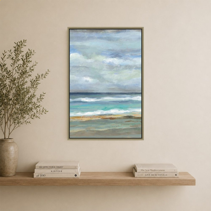 Bord de mer par Silvia Vassileva - impression sur toile, 40" H x 28" W, Champagne