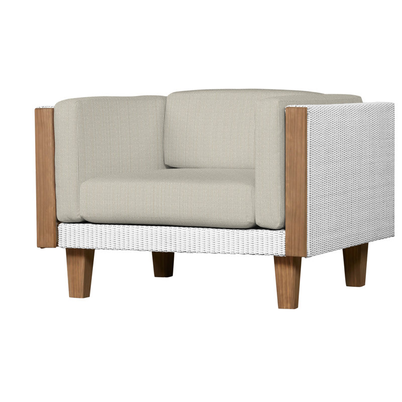 Catalina Outdoor Teak Lounge Chair, White, Demo Skyway