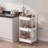 White, Three-Layer Plastic Wheeled Trolley With Convenient Handle; Movable Storage And Organization, Suitable For Use In Offices, Living Rooms, Kitchens, And Other Settings.-1564067825