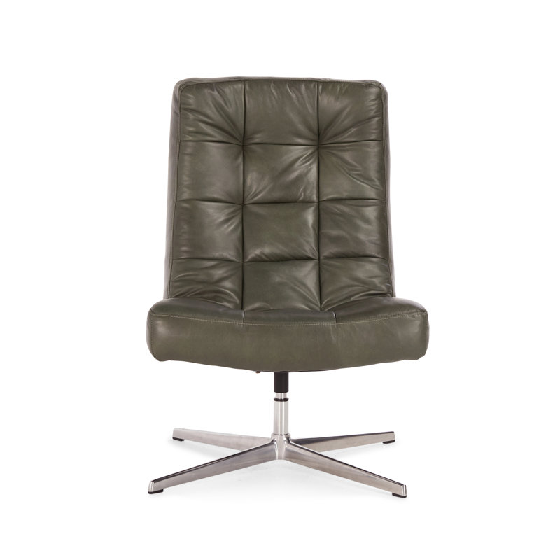 Porter Forest Green Leather Swivel Accent Chair