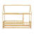 Kids House Floor Wooden Bed With Roof Frame, Safety Guardrails-1447645589-1447645674