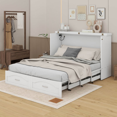 Lit escamotable avec tiroir et port USB