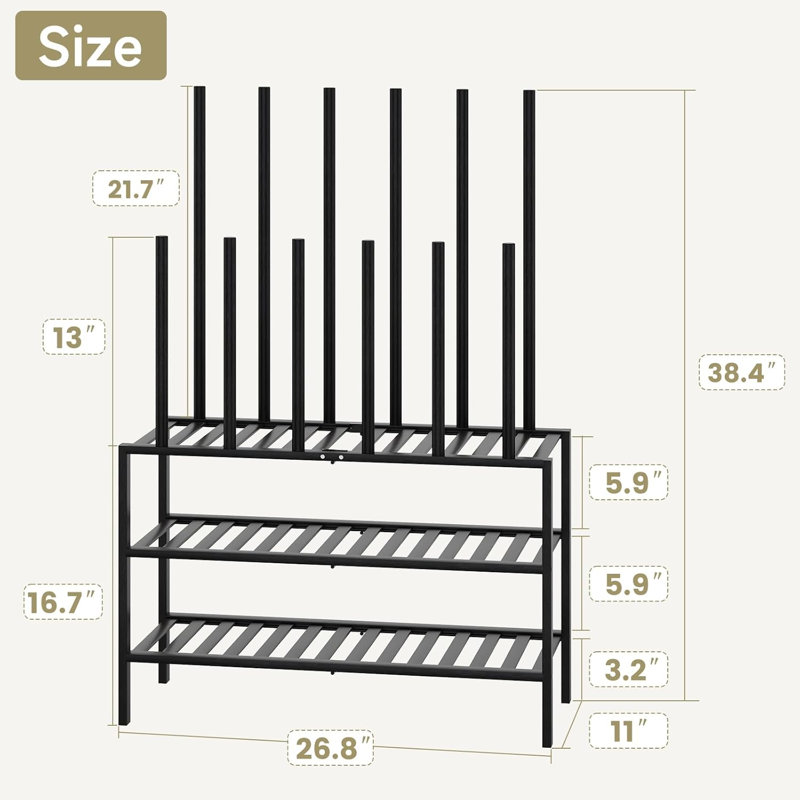 Boot Rack For Tall Boots Organizer,3-Tier Multiuse Shoe Rack And Boot Storage Rack,For Tall Boots,Sneakers,High-Heel, Black