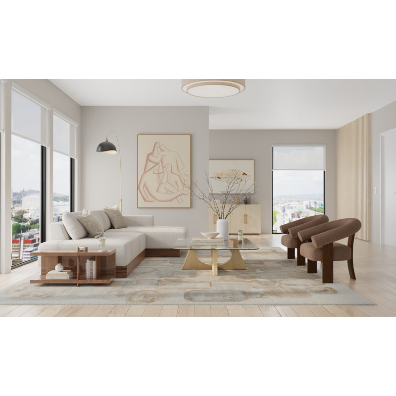 Ludo Modern Abstract Tan Area Rug, Rectangle 8' x 10'