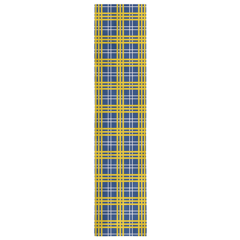 Paid Polyester Table Runner, 72" L x 16" W, Royal Blue/White/Gold