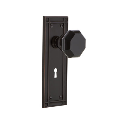 Mission Plate with Decorative Keyhole and Waldorf Black Door Knob