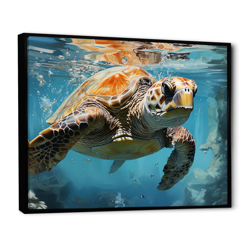 Azure Wanderer sur toile, Cadre flottant noir, 24" H x 32" W