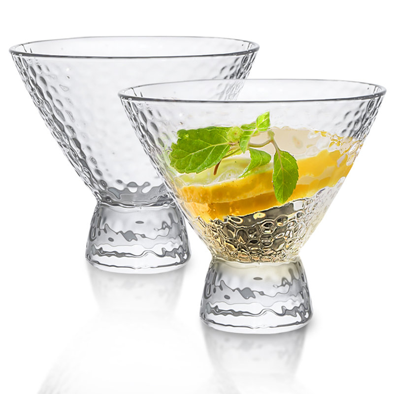 Clear Hammered Cocktail Martini Glasses 8.5oz