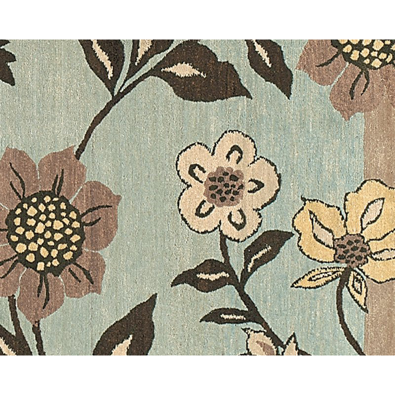 Chelsea Wool Floral Area Rug in Teal/Brown/Yellow, Rectangle 10' x 14'