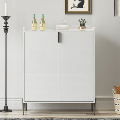 2 Doors Home Wine Bar Cabinet with Adjustable Shelves, Soft-Closing Hinges, and Durable Moisture-Resistant for Modern Living Spaces