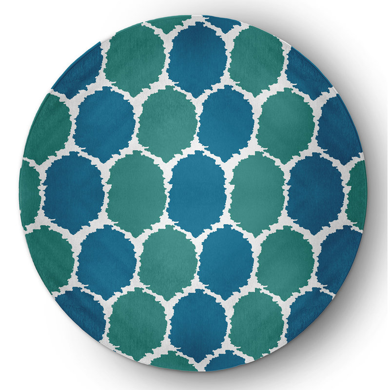 Chenille Geometric Indoor Rug, Round 5'