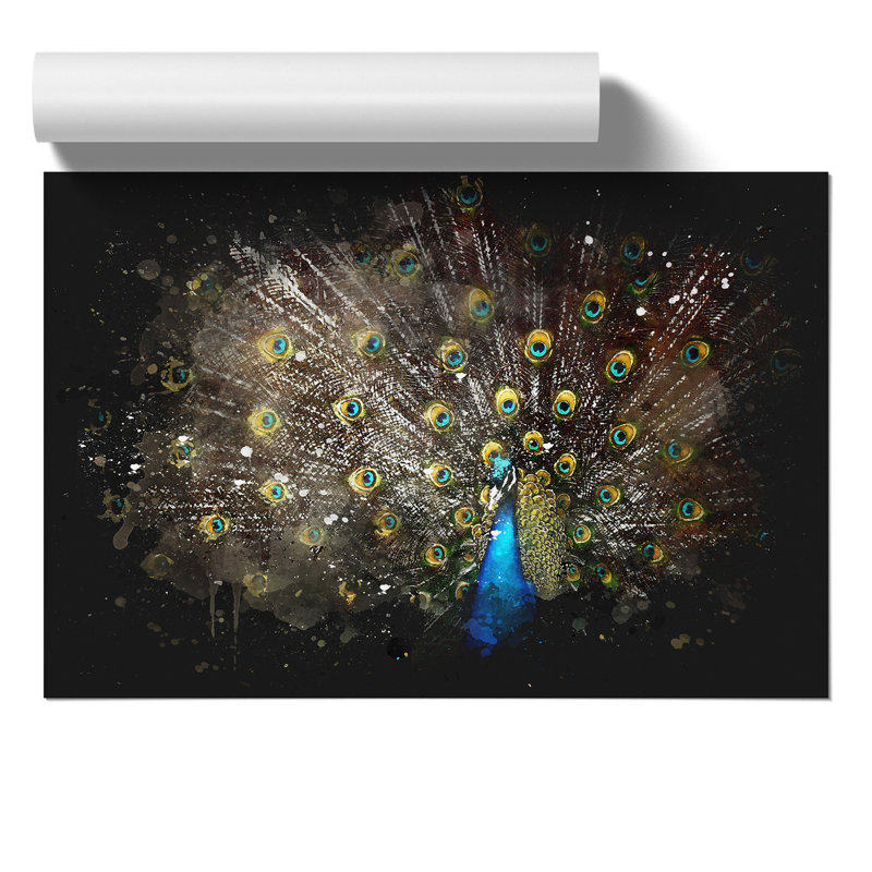 Peacock Paint Splash - Frameless Print, 30cm H x 42cm W x 0.1cm D